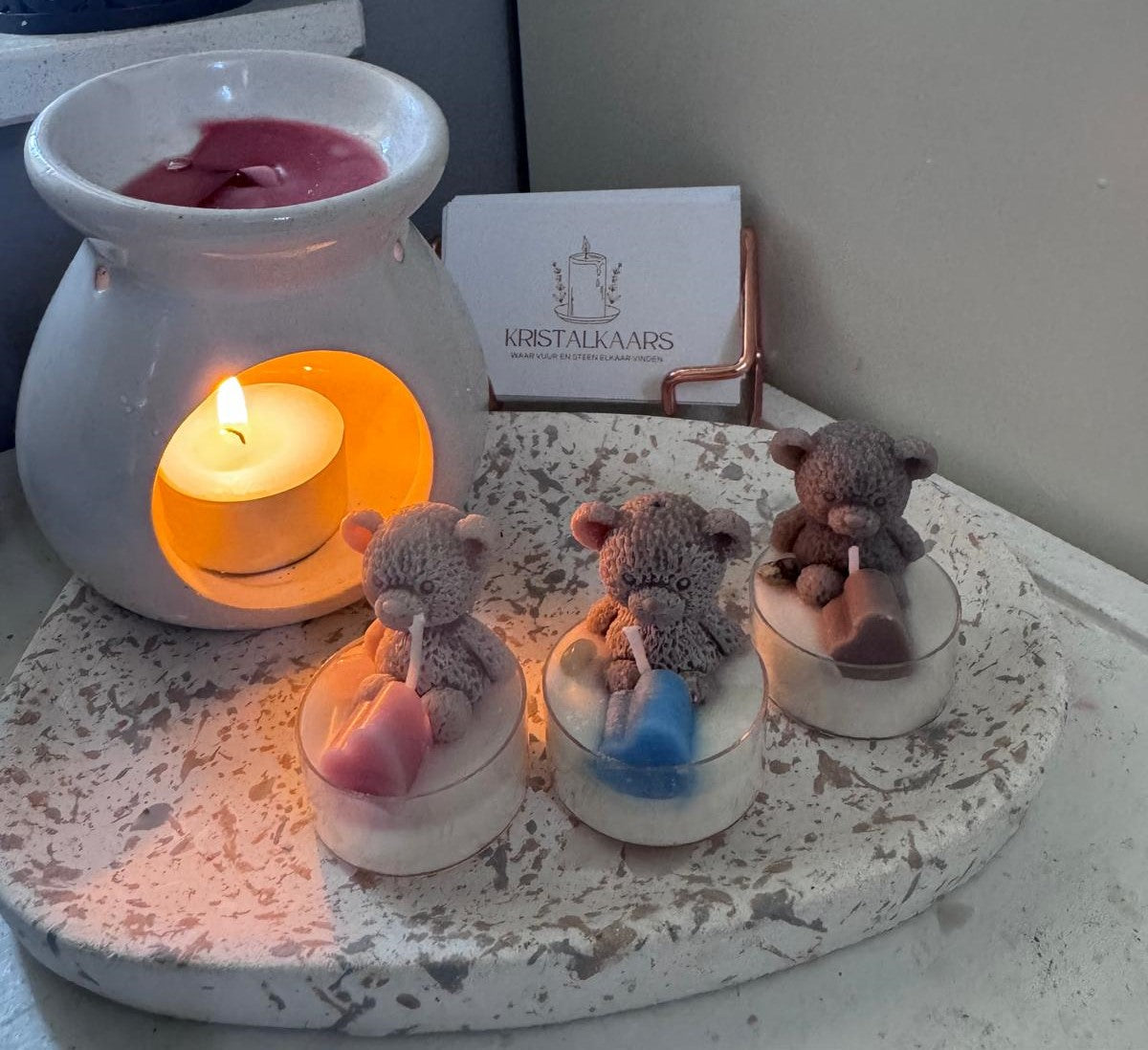 Baby Glow Beertje – Handgemaakte Kaars • Perfect Kraamcadeau