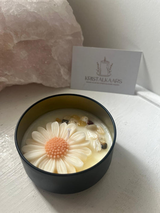 Witte Bloom & Glow – Luxe Kristallen Bloemenkaars