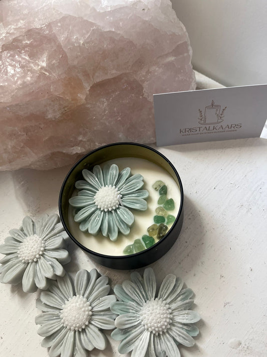 Groen Bloom & Glow – Luxe Kristallen Bloemenkaars